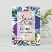 Handgeschilderde waterverf Flower Save the Date (Staand voorkant)