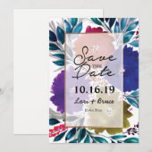 Handgeschilderde waterverf Flower Save the Date (Voorkant / Achterkant)