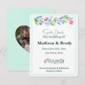 Handgeschilderde Waterverf Flowers SAVE the DATE F (Voorkant / Achterkant)