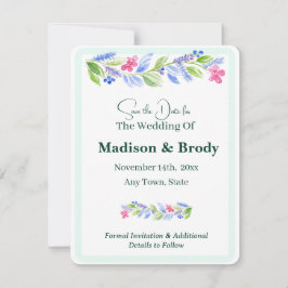 Handgeschilderde Waterverf Flowers SAVE the DATE F