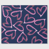Handgeschilderde Waterverf Hearts Gift Wrap Cadeaupapier (Vlak)