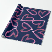 Handgeschilderde Waterverf Hearts Gift Wrap Cadeaupapier (Uitgerold)