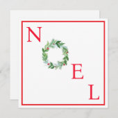 Handgeschilderde waterverf kerstkrans NOEL Feestdagenkaart (Voorkant / Achterkant)