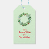 Handgeschilderde Waterverf kerstvakantie krans Cadeaulabel (Achterkant)