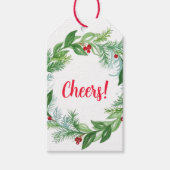 Handgeschilderde Waterverf kerstvakantie krans Cadeaulabel (Voorkant)