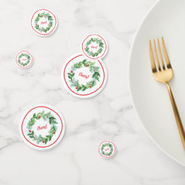Handgeschilderde Waterverf kerstvakantie krans Confetti
