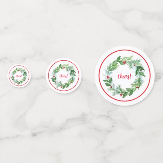 Handgeschilderde Waterverf kerstvakantie krans Confetti (Voorkanten)