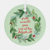 Handgeschilderde Waterverf kerstvakantie krans Glas Ornament (Achterkant)