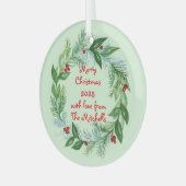 Handgeschilderde Waterverf kerstvakantie krans Glas Ornament (Voorkant links)