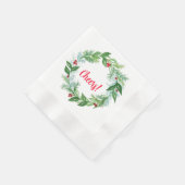 Handgeschilderde Waterverf kerstvakantie krans Servet (Hoek)