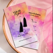 Handgeschilderde waterverf Kleurrijke Oorbel Displ Visitekaartje