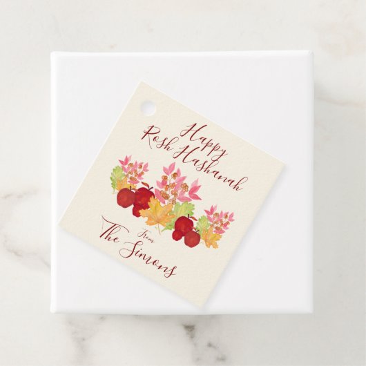 Handgeschilderde Waterverf laat appels Rosh Hashan Bedankjes Labels (In situ)