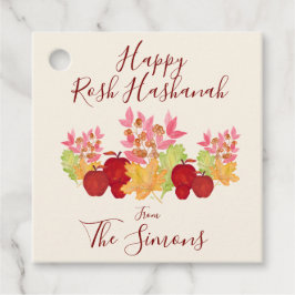 Handgeschilderde Waterverf laat appels Rosh Hashan Bedankjes Labels
