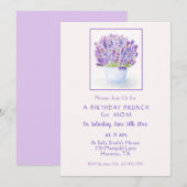 Handgeschilderde Waterverf Lavendel Bloemen Verjaa Kaart (Voorkant / Achterkant)