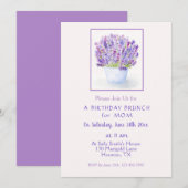 Handgeschilderde Waterverf Lavendel Bloemen Verjaa Kaart (Voorkant / Achterkant)