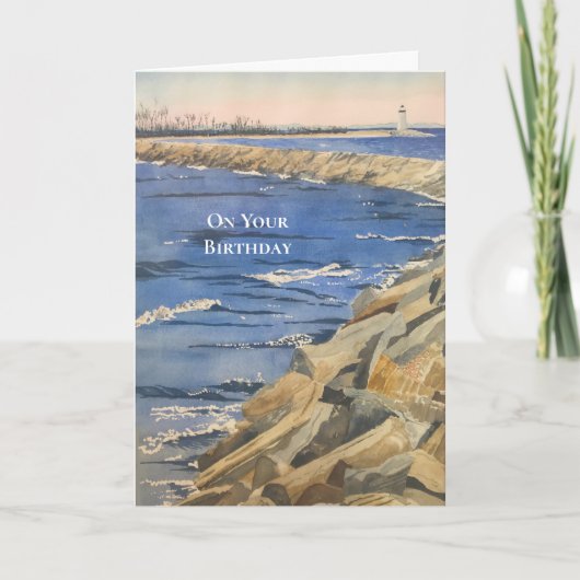 Handgeschilderde Waterverf Nautische Verjaardag Ka Kaart (Voorkant)