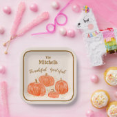 Handgeschilderde Waterverf Pompoen PERSONALISEREN  Papieren Bordje (Feest)