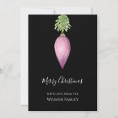 Handgeschilderde Waterverf roze kerstbal Feestdagenkaart (Voorkant)