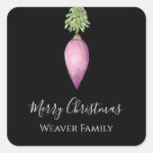 Handgeschilderde Waterverf roze kerstbal Vierkante Sticker (Voorkant)