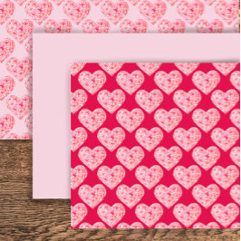 Handgeschilderde Waterverf Roze Roze Hart Valentij Inpakpapier Vel