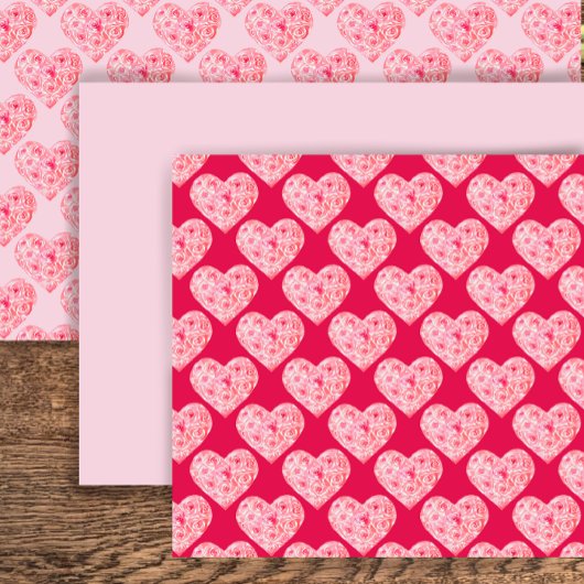 Handgeschilderde Waterverf Roze Roze Hart Valentij Inpakpapier Vel