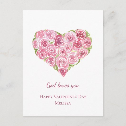 Handgeschilderde Waterverf Rozen Hart Valentijnsda Feestdagenkaart (Voorkant)
