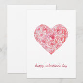 Handgeschilderde Waterverf Rozen Hart Valentijnsda Feestdagenkaart (Voorkant / Achterkant)