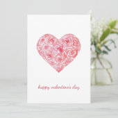 Handgeschilderde Waterverf Rozen Hart Valentijnsda Feestdagenkaart (Staand voorkant)
