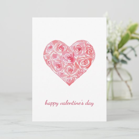 Handgeschilderde Waterverf Rozen Hart Valentijnsda Feestdagenkaart (Staand voorkant)