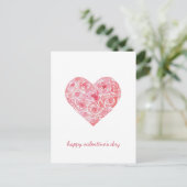 Handgeschilderde waterverf rozen hart Valentijnsda Feestdagenkaart (Staand voorkant)