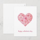 Handgeschilderde waterverf rozen hart Valentijnsda Feestdagenkaart (Voorkant / Achterkant)