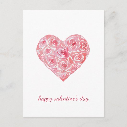 Handgeschilderde waterverf rozen hart Valentijnsda Feestdagenkaart (Voorkant)