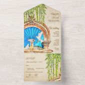 Handgeschilderde Waterverf rustieke Old Mexico bru All In One Uitnodiging (Binnen)