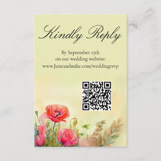 Handgeschilderde Waterverf Spring Poppies Informatiekaartje (Voorkant)