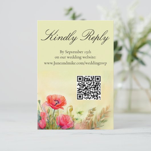 Handgeschilderde Waterverf Spring Poppies Informatiekaartje (Staand voorkant)