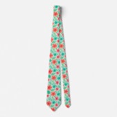 Handgeschilderde Waterverf Tropical Flowers Stropdas (Voorkant)