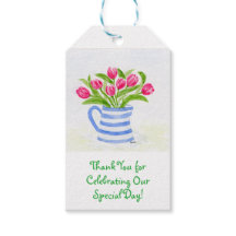 Handgeschilderde Waterverf Tulpen, Blue Stripe Pit