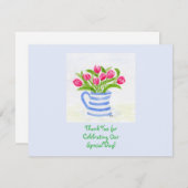 Handgeschilderde Waterverf Tulpen, Blue Stripe Pit Informatiekaartje (Voorkant / Achterkant)