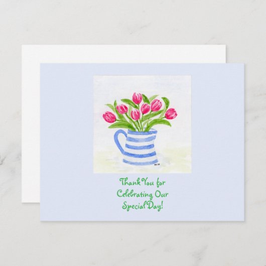 Handgeschilderde Waterverf Tulpen, Blue Stripe Pit Informatiekaartje (Voorkant / Achterkant)