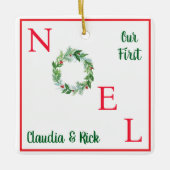 Handgeschilderde Waterverf Vakantiefoto 1e NOEL Keramisch Ornament (Voorkant)