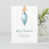 Handgeschilderde Waterverf Vintage Christmas Baubl Feestdagenkaart (Staand voorkant)