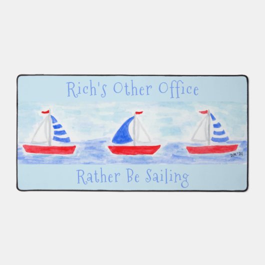 Handgeschilderde Waterverf zeilboten Liever Zeilen Bureaumat (Voorkant)