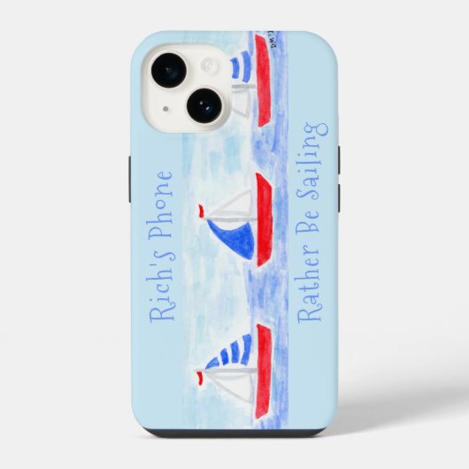 Handgeschilderde Waterverf zeilboten Liever Zeilen iPhone Hoesje (Achterkant)
