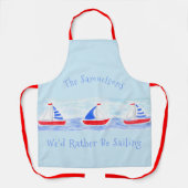 Handgeschilderde Waterverf zeilboten Liever Zeilen Schort (Voorkant)