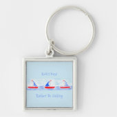Handgeschilderde Waterverf zeilboten Liever Zeilen Sleutelhanger (Voorkant)