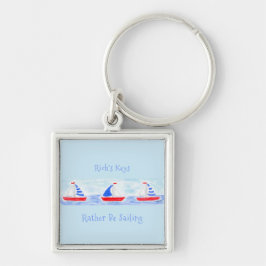 Handgeschilderde Waterverf zeilboten Liever Zeilen Sleutelhanger