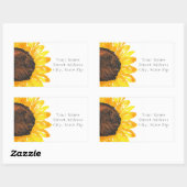 Handgeschilderde Waterverf Zonnebloem 2 label (Vel)