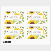 Handgeschilderde Waterverf Zonnebloem Boeket label (Vel)