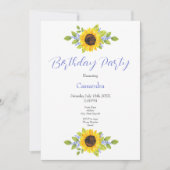 Handgeschilderde Waterverf Zonnebloem Swag Invitat Kaart (Voorkant)