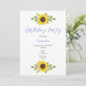 Handgeschilderde Waterverf Zonnebloem Swag Invitat Kaart (Staand voorkant)